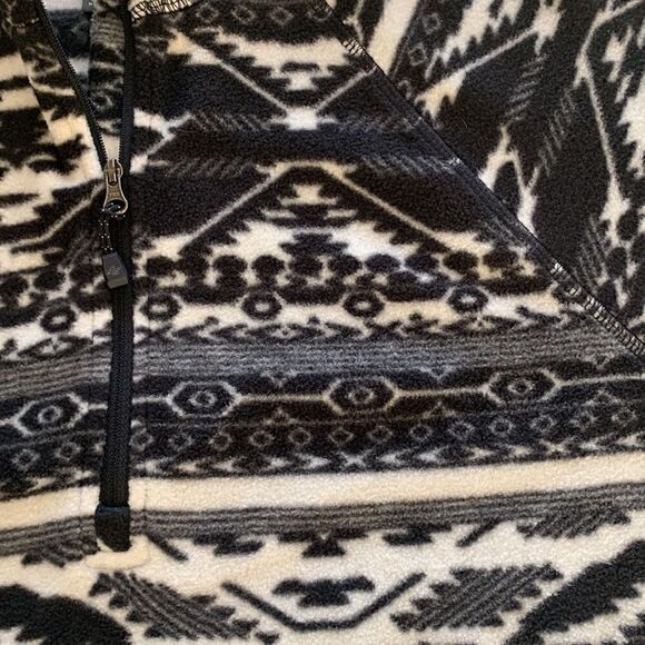 Eddie Bauer black & cream Aztec quarter zip pullover fleece size medium - Picture 4 of 7